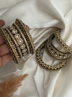 Antique Gold stone bangle Set
