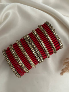 Antique Gold stone Bangle Set