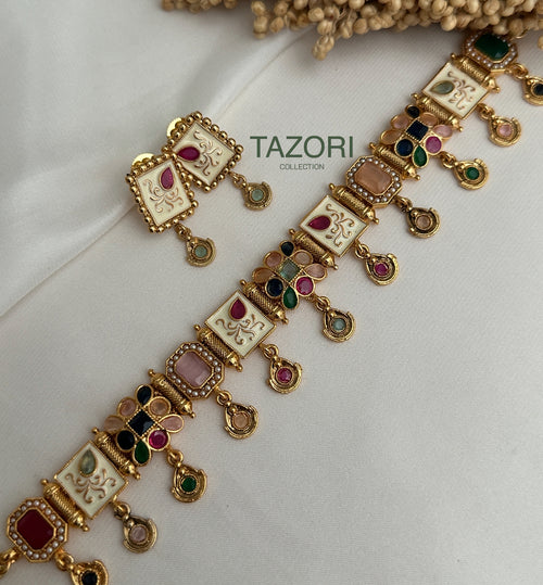 Multi-Colour Polki Choker Set