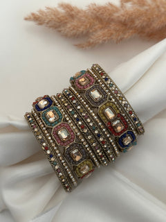 Antique Gold Multicolor Bangle Set