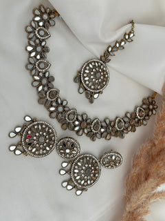 Gold mirror Necklace Set