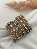 Antique Gold Multicolor Bangle Set