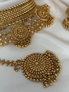 Gold Choker Set with double jhumki