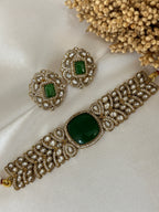 Green monalisa stone victorian Choker Set
