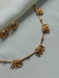 Gold imitation Elephant Necklace Set