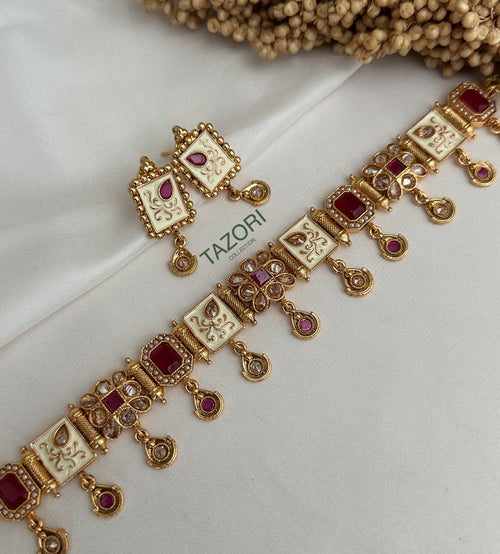 Multi-Colour Polki Choker Set