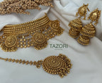Gold Choker Set with double jhumki