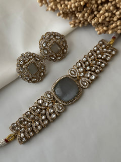 Green monalisa stone victorian Choker Set