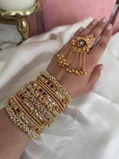 Kundan x Pearl bangles stack