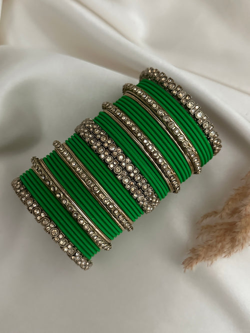 Antique Gold stone Bangle Set