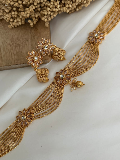 Gold imitation Polki choker Set