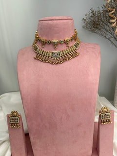 Antique Gold imitation double Necklace Set
