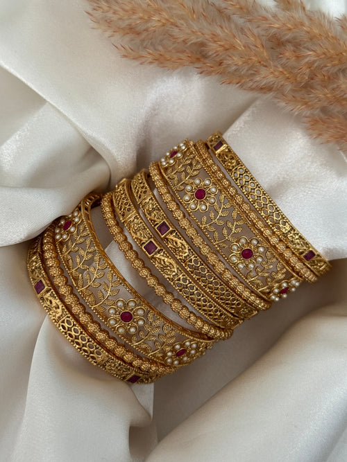 Gold imitation bangles stack