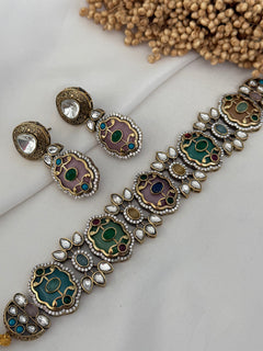 Multicolor Monalisa Kundan Choker Set