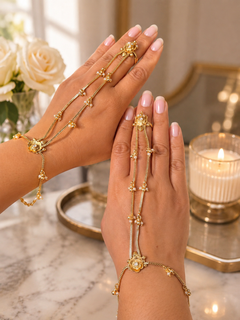 Pearl x gold hathphool set