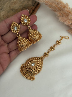 Gold imitation Earrings Tikka Set