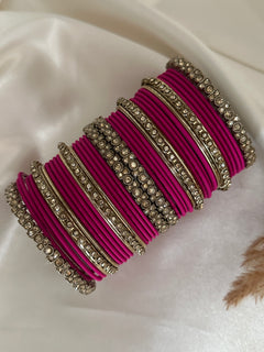 Antique Gold stone Bangle Set