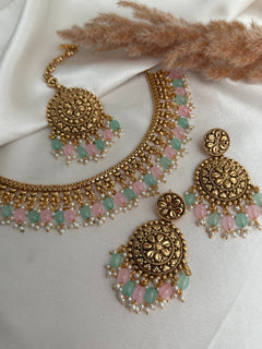 Gold Imitation Pearl Necklace Set