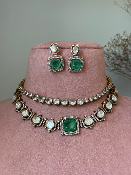 Heera Diamond double Necklace Set