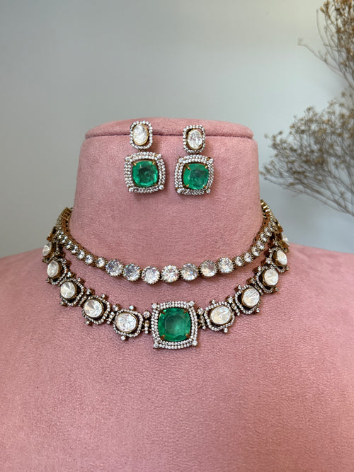 Heera Diamond double Necklace Set