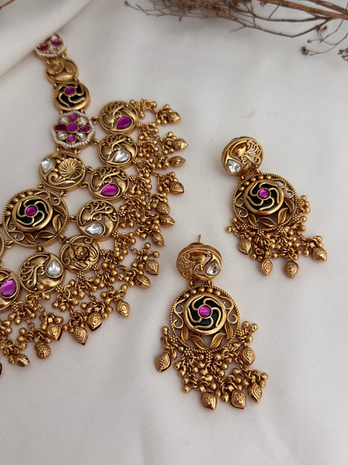 Pink x green Necklace Set