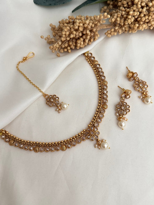 Multicolor polki sleek necklace set
