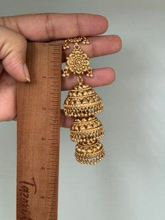 Gold triple jhumki Earrings