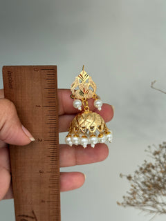Gold Jadau Jhumka Tikka Set