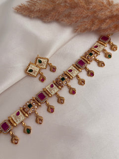 Multicolour Polki Choker Set
