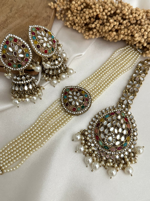 Multicolor Mirror Choker Set