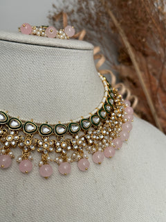 Baby Pink Kundan Necklace Set
