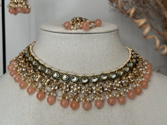 Peach Kundan Necklace Set