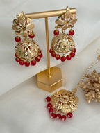 Ruby Jadau Jhumka Tikka Set