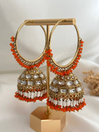 Orange Kundan Bali Jhumka