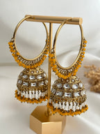 Yellow Kundan Bali Jhumka
