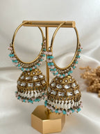 Pink & Blue Kundan Bali Jhumka