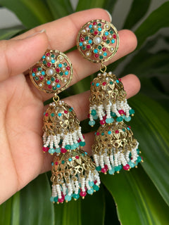 Multicolor Jadau Earrings