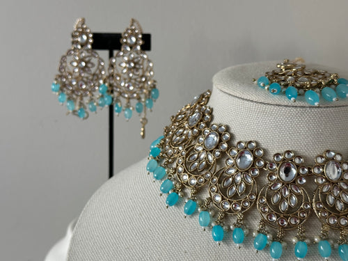 Turquoise Kundan Choker Set