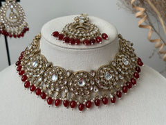 Maroon Kundan Choker Set