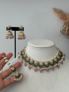 Lavender Kundan Necklace Set