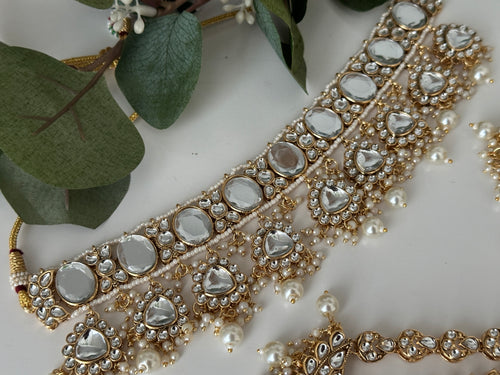 Multi-Colour Silver Polki Choker Set