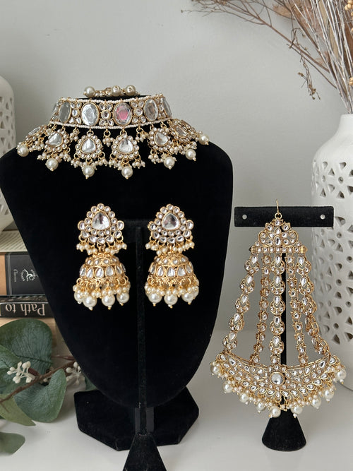 Multi-Colour Silver Polki Choker Set