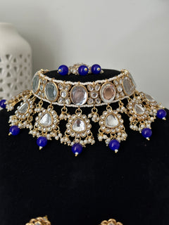 Royal Blue Uncut Kundan Choker Set