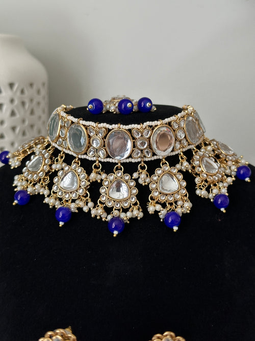 Royal Blue Uncut Kundan Choker Set