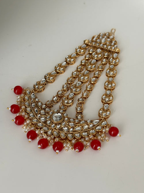 Red Uncut Kundan Choker Set