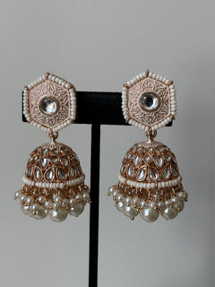 Rose Gold Pearl Kundan Necklace Set