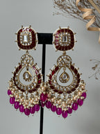 Purple Meena Kundan Earrings