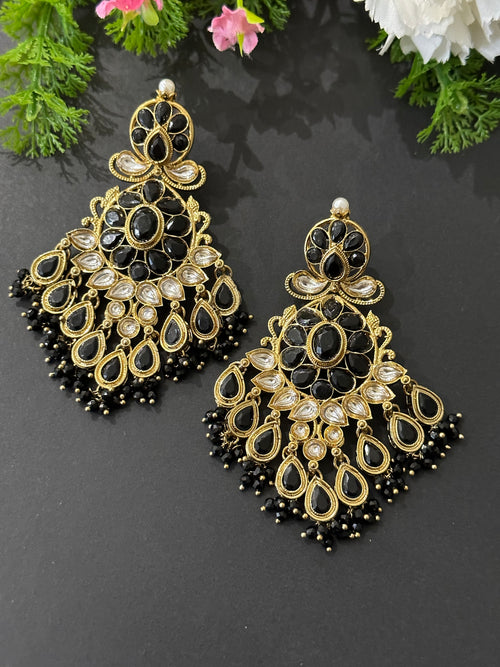 Black Kundan Monalisa Earrings