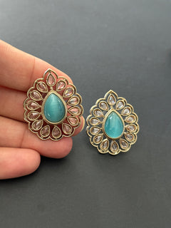 Turquoise Polki Studs