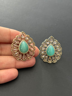 Sea Green Polki Studs